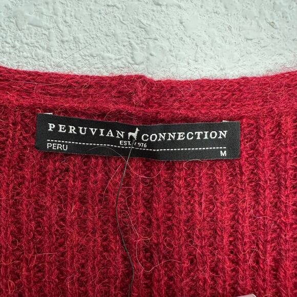 Peruvian Connection Cranberry Helsinki Tunic Sweater Medium Royal Alpaca V-Neck - Picture 5 of 8